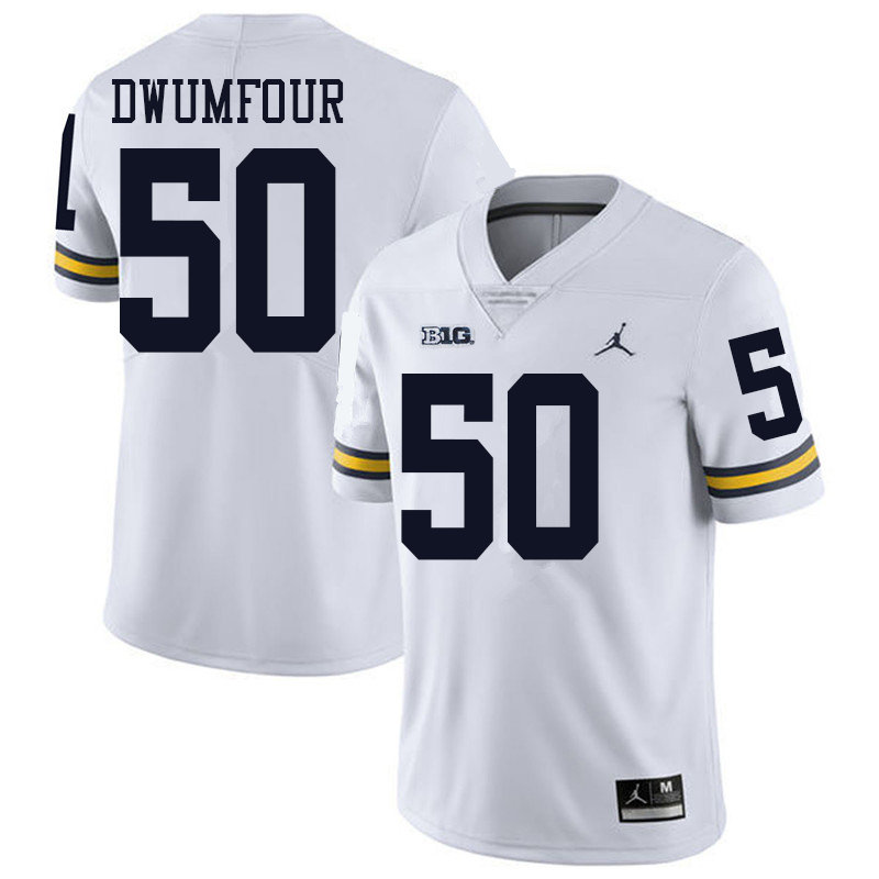 Jordan Brand Men #50 Michael Dwumfour Michigan Wolverines College Football Jerseys Sale-White